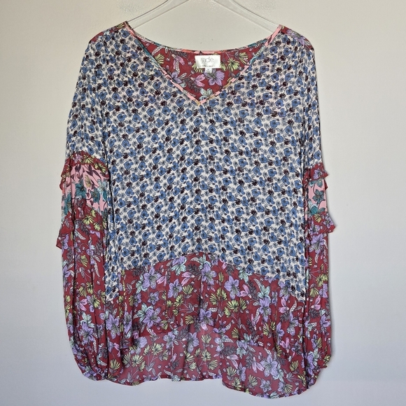 Jade By Johnny Was Rashida Mix Print Peasant Top - Picture 9 of 11